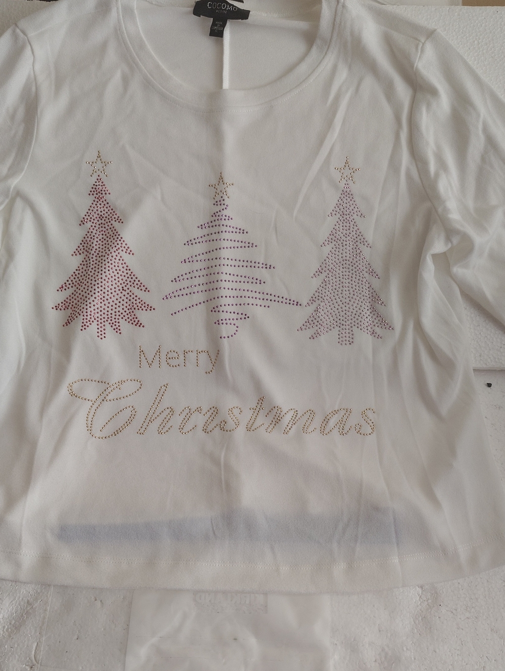 PL Cocomo Women's White Merry Christmas Studed Tee